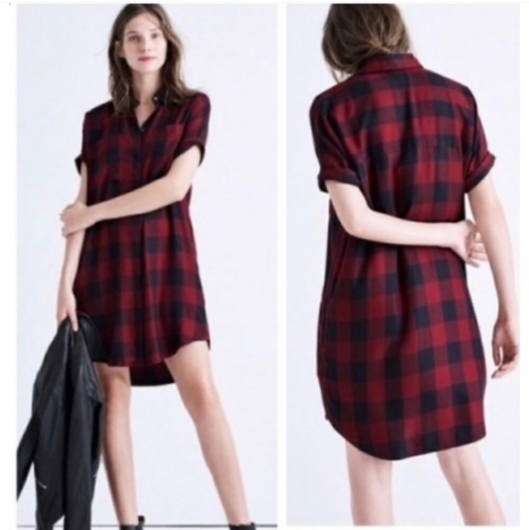 Madewell Buffalo Plaid Red Black Dress - Picture 2 of 8